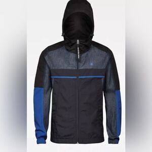 G-Star Raw Denim Mix Colorblock Patches Hooded Full Zip Jacket Unisex Size Small
